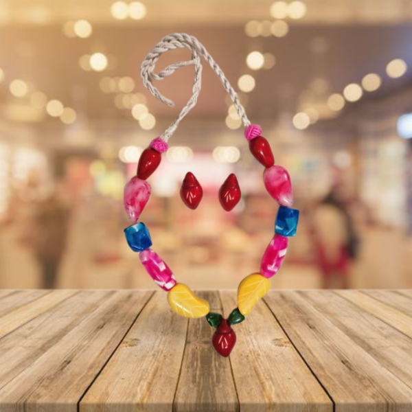 Multi Color Stone Necklace with Earrings