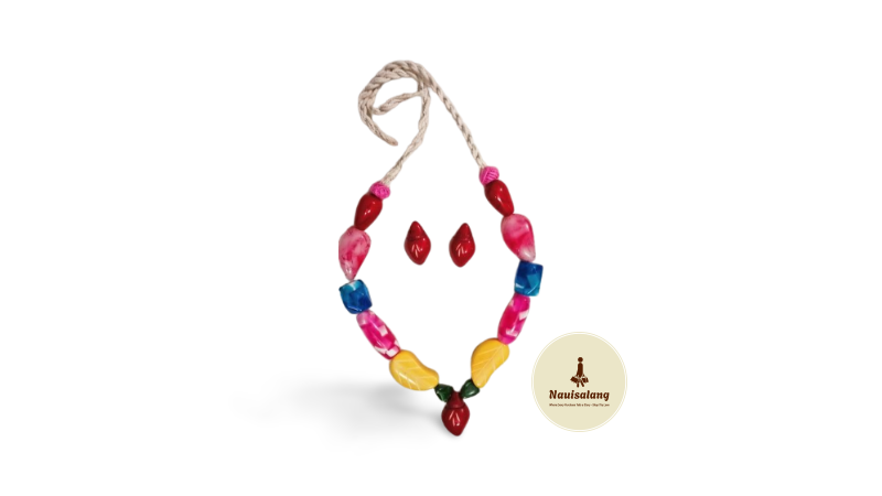 Multi Color Stone Necklace with Earrings