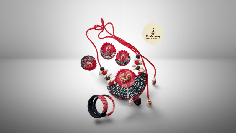 Vibrant Red and Black Handmade Jewelry Set